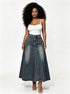 <span class=keywords><strong>Jupe</strong></span> longue en <span class=keywords><strong>jean</strong></span> <span class=keywords><strong>taille</strong></span> <span class=keywords><strong>haute</strong></span> pour femme 2026, avec ourlet effiloché, style streetwear tendance pour le travail et les loisirs - Product Image 3