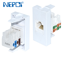 Módulo de red NEPCI CAT5E Dual IDC de fábrica, placa frontal de 22.5x45mm para montaje en panel, conector Keystone RJ45 CAT6 UTP de 180 grados para PC