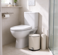 Poubelle gaufrée à pédale avec couvercle à fermeture douce, ensemble d'accessoires de salle de bain avec poubelle à pédale et porte-brosse WC