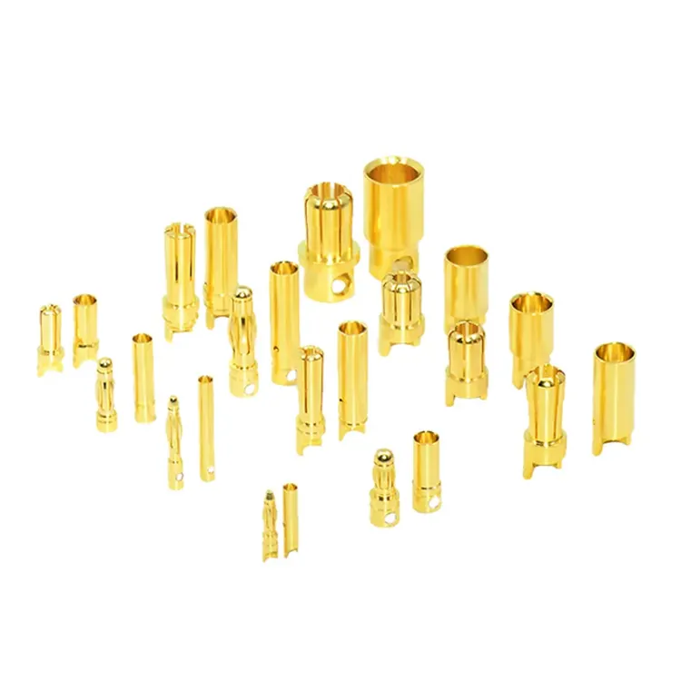Amass - سدادات موصلة على شكل رصاصة موزة, مزينة بالذهب, 2 3 3.5 4 5 5.5 6 6.5 8 مم من النحاس