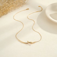 Collier pendentif en acier inoxydable plaqué or 18 carats avec nœud en bambou, étanche, inaltérable, bijoux minimalistes de niche pour femmes