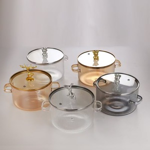 Thủy tinh hầm nồi hơi với nắp phạm vi Pyrex nấu ăn nồi rõ ràng Glass hầm nồi với gấu xử lý Nắp - Product Image 6