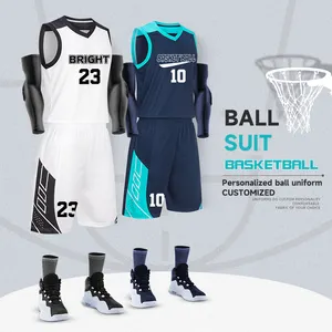 Kasa sublimasi kosong bordir desain khusus jersey basket hombre tim reversibel Anda sendiri set seragam basket