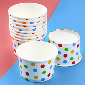 <span class=keywords><strong>Gobelet</strong></span> en <span class=keywords><strong>carton</strong></span> imprimé à pois colorés, de qualité alimentaire, jetable, avec couvercles, pour yaourt glacé, dessert, gelato et crème glacée - Product Image 5