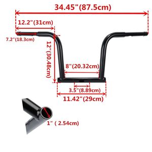 แฮนด์จักรยาน tcmt 12 "Rise 1.25'' เหมาะสำหรับ Harley Dyna Low Rider fxlr XF161036-B-12 fxdwg - Product Image 2