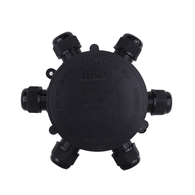 Round Waterproof Junction Box with IP68 protection and 8-way Plastic Connection Box for LED Lighting in Harsh Environments
