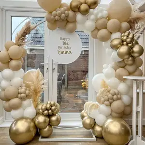 Beyaz kum altın balonlar çelenk kemer kiti lateks balonlar mat cilt allık kahve kahverengi düğün kızlar doğum günü partisi dekorasyon