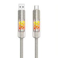Kabel Data USB Type-C 4-in-1 240W dengan Lampu Ambient Gradien, Pengisian Cepat 5A, Desain Kepang Ramah Lingkungan, Kompatibel dengan Kamera