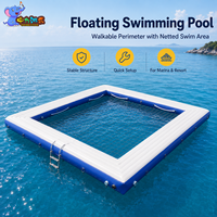 Piscine flottante gonflable commerciale avec plateforme filetée pour marina, complexe hôtelier, lac, club