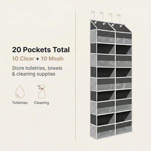 Over The Door Organizer 12 Pocket Dark Grey Hanging <b>Storage</b> For Behind Doors Or Walls Multifunctional Closet Organizer With - Product Image 5