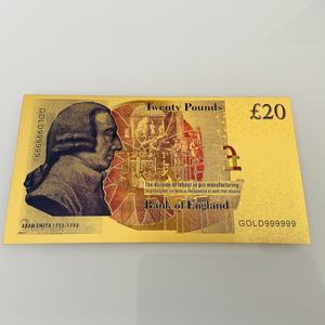Billet de banque commémoratif de collection en feuille d'or de 20 livres sterling britanniques personnalisé, argent de cinéma, Elizabeth, cadeau de fête - Product Image 2
