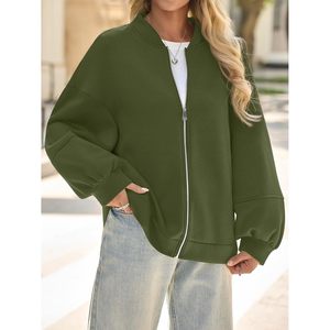 Chaqueta Bomber Personalizada para Mujer con Cierre, Manga Farol, Estilo Casual Oversize, Atuendos de Otoño 2025 - Product Image 5