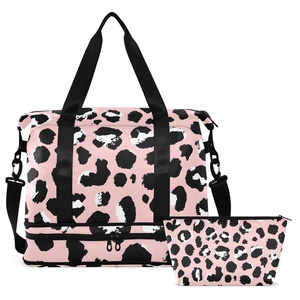 Leopard Print Design Duffel Sport <b>Bag</b> Large Capacity Foldable Travel <b>Bag</b> Zipper Expandable Portable Dry Wet Separation <b>Bag</b> - Product Image 2