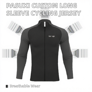 Chaqueta de Ciclismo Personalizada PASUXI OEM para Hombre, Transpirable, que Absorbe la Humedad, Manga Larga, Ropa Deportiva para Equipo de Ciclismo, Venta al Por Mayor, Diseño con Bloques de Color - Product Image 2