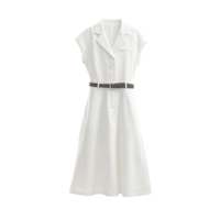 Robe d'été unie sans manches à col revers pour femme avec ceinture, robe midi à col revers – Vente en gros