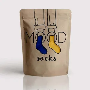 O logotipo personalizado marrom impresso papel Kraft meias sacos de bolsa com zíper personalizado levanta-se sacos de embalagem