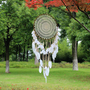 Grand attrape-rêves bohème tissé, décoration murale en plumes, cadeau artisanal, attrape-rêves - Product Image 3