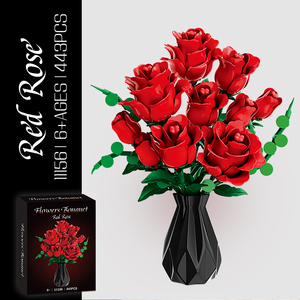 Woma Toys - Juego de Bloques de Construcción de Flores de Rosa Roja, Ladrillos Artificiales para Regalos de San Valentín de Lujo (11156) - Product Image 2