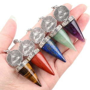 Pendentif Œil Tout-Puissant en Pierre Naturelle, Pendule Conique Pointu pour Radiesthésie, Divination, Méditation et Purification Énergétique - Product Image 1