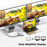 Hub USB C 8-in-1 Multiport Docking Station 4K60Hz Dual PD 100W USB 3.0 Gigabit Ethernet Pembaca Kartu SD TF