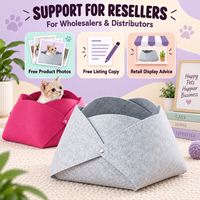 Lit pour chat pliable en feutre 2 en 1, lit et tapis pour animaux de compagnie, design en forme de pétale, nid d'intérieur pour chat, vente en gros