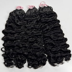 Cabello de ganchillo Goddess Curls, cabello humano negro natural, pre-enrollado, con puntas rizadas suaves, para trenzas bohemias. - Product Image 5