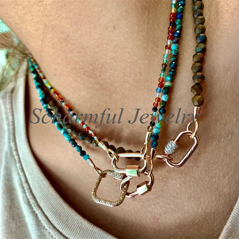 Kustom batu permata manik-manik emas kalung Choker wanita