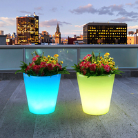 Prix de gros Lampes de jardin d'extérieur rechargeables à LED Lumineuses en forme de champignon en plastique Magiques RGB Lumineuses Pots de fleurs Jardinières