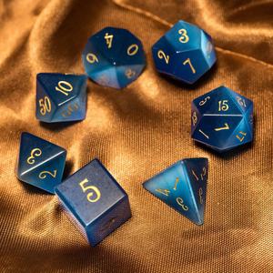 定制骰子天然宝石雕刻 DND 手工石多面体骰子套装蓝猫眼促销礼品游戏玩具 - Product Image 2