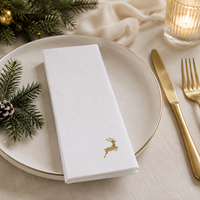 Grand stock de serviettes de table en papier Airlaid, dimensions personnalisées, impression dorée, OEM ODM, serviettes jetables