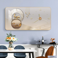 Horloge murale d'art moderne personnalisée de luxe léger, tableau sur toile créatif pour salon, restaurant, nature morte en porcelaine de cristal