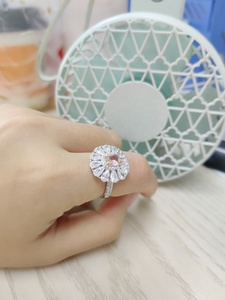 Anillo de Compromiso de Plata de Ley 925 con <span class=keywords><strong>Morganita</strong></span> y Circonitas Cúbicas, Diseño de Flor con Halo y Corte de Pera para Mujer - Product Image 5