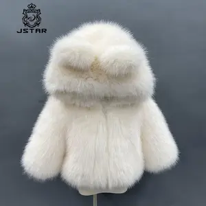 Custom Baby Clothes Cute Bear Ears faux fur Coat Winter Hooded Kids Faux fur coat Hooded