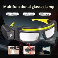 Lunettes de vision nocturne à détecteur de mouvement avec projecteur LED COB, batterie 800 mAh, USB Type-C, réglables, indice IP55, mode lumière rouge, fixation auriculaire