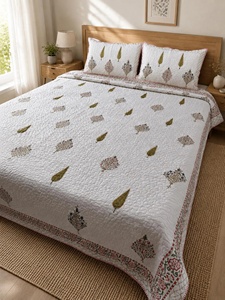 Ethnic Hand Block Printed Cotton Comforter Set <b>Quilted</b> Bedcover & Pillow Covers Lightweight Boho King <b>Bedding</b> - Product Image 6