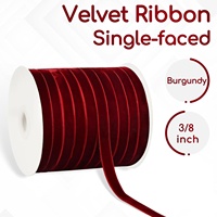 OKAY Sherry Velvet Ribbon 3/8 pouces simple face 100% Nylon pour tour de cou emballage cadeau cheveux arcs et arbre de Noël