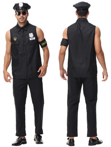 Vente en gros Costumes d'Halloween pour adultes Costumes de police pour enfants <span class=keywords><strong>Uniforme</strong></span> d'<span class=keywords><strong>officier</strong></span> pour hommes Vêtements de fête Uniformes de garde de sécurité - Product Image 3