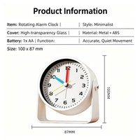 Jam Meja/Meja Kerja Analog Retro OEM Vintage Bulat Logam Senyap dengan Sudut yang Dapat Disesuaikan untuk Ruang Tamu, Kantor & Perapian (Hitam)