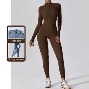 Mono de Entrenamiento Conjunto trajes de entrenamiento <span class=keywords><strong>Fitness</strong></span> de una pieza mujeres traje de cuerpo de manga larga con cremallera - Product Image 1
