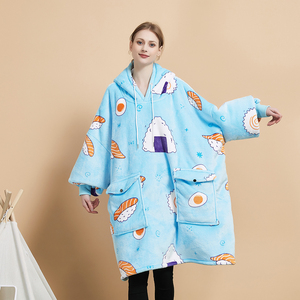 Bán Nóng Sherpa Trùm Đầu Chăn Ngoài Trời Mùa Đông Quá Khổ Thoải Mái Mềm Áo Người Lớn Mặc <span class=keywords><strong>Fleece</strong></span> Hoodie Chăn - Product Image 4