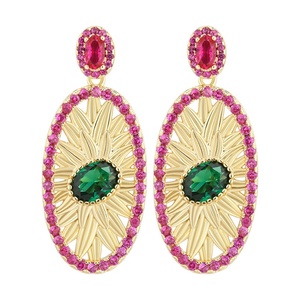 Dainty Fashion Eco-friendly Copper Oval Cut 5*7mm Green Zircon Designer Vintage Durable Earrings Set None Fading Jewelry Sets - Product Image 1
