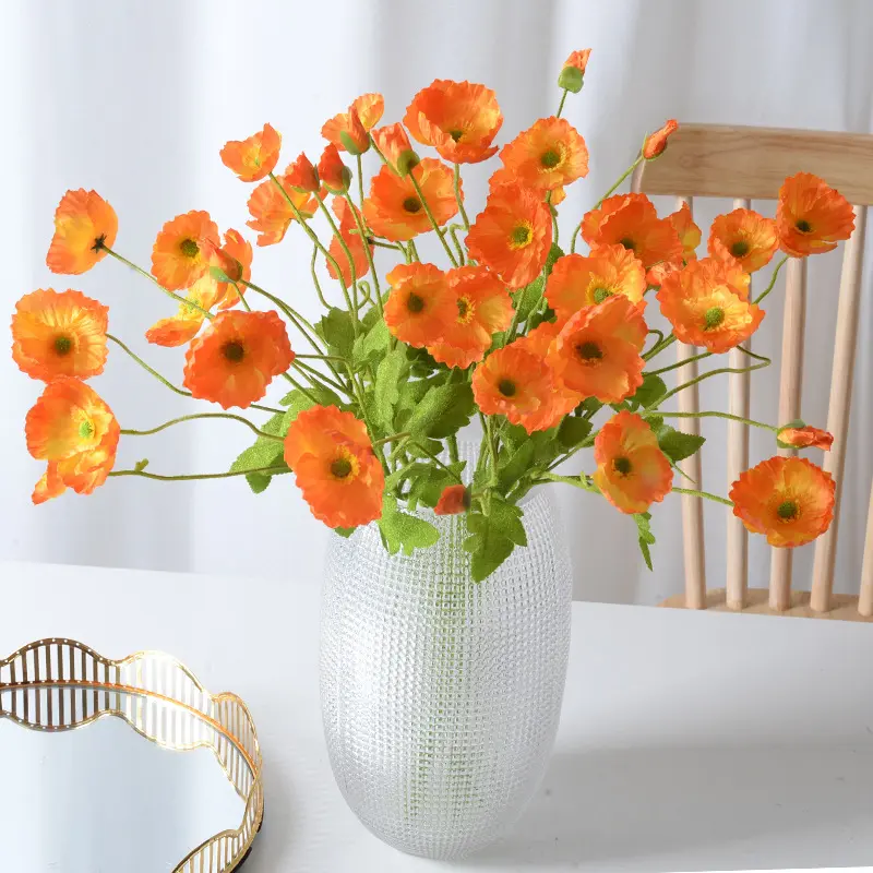 Simulatie Papaver Stroomden Nep Western Chrysanthemum Zachte Zijde Trouwzaal Net Rode Fotobloem Groothandel En