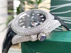 Reloj Mecánico Automático de Lujo Personalizado de Alta Calidad para Hombre, Resistente al Agua, con Esfera Negra de Diamante Moissanite Tipo Platino - Product Image 6