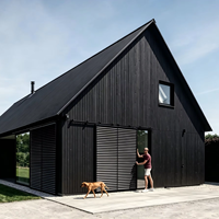 Maison préfabriquée moderne en acier léger noir, villa de luxe préfabriquée très demandée