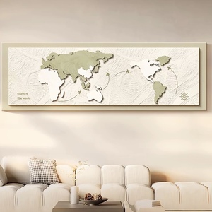 Mappa del Mondo Dipinta su Arenaria, Arte Murale 3D in Legno Fatta a Mano, Dipinto in Rilievo MDF per Soggiorno e Arredamento Casa - Product Image 2