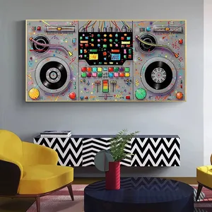 Living Room Decor Abstract Colorful Music Instrument Canvas Painting Posters and Prints Pictures wholesale custom music poster