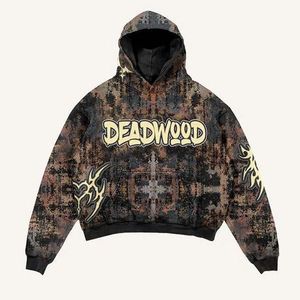 <span class=keywords><strong>Felpa</strong></span> con Cappuccio Personalizzata con Logo, Grafica Gotica di Ragno e Teschio per Halloween, Stampa Alfabetica Y2K, Oversize Unisex, Vendita all'Ingrosso - Product Image 5