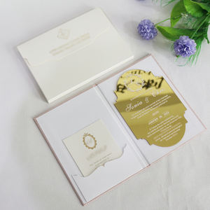 Invitations de mariage or et blanc en acrylique à couverture rigide en velours personnalisé de luxe avec carte <span class=keywords><strong>RSVP</strong></span> - Product Image 5