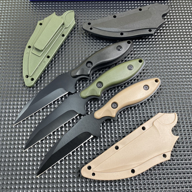 New Design D2 Steel Blade ABS Handle EDC Fixed Blade Knife Full Tang Camping Survival Tactical Hunting Pocket Knives With Sheath