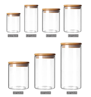 Großhandel 150ml bis 2200ml Zylindrisches Glas-Aufbewahrungsglas mit Luftdichtem Bambusdeckel für Kaffee, Gewürze, Tee, Küchen- und Vorratsorganisation